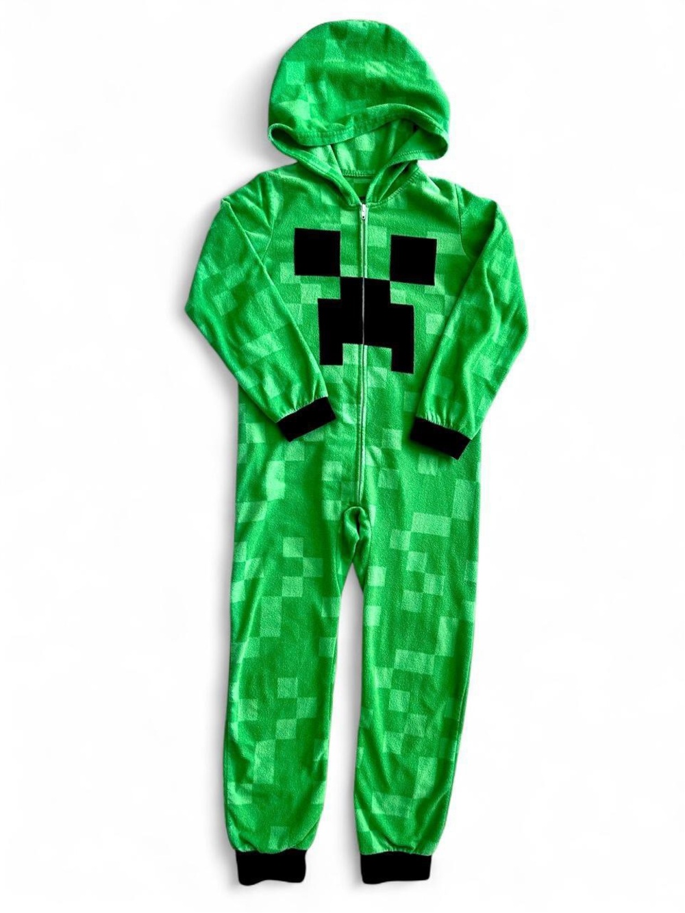 Lightweight fleece Minecraft Creeper Onesie hoodie pajamas